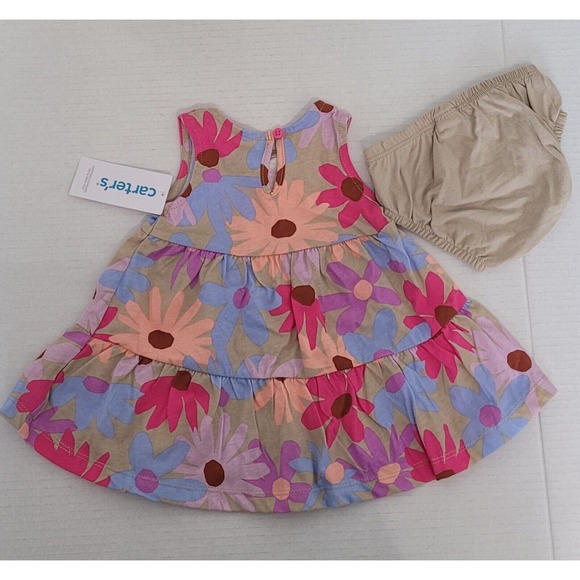 Baby girl Carter's dress w/panty bright floral print sleeveless‎ Sz 3mo - Picture 2 of 5